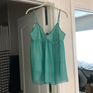 Maxstudio large‎ silk camisole tank teal green 20$